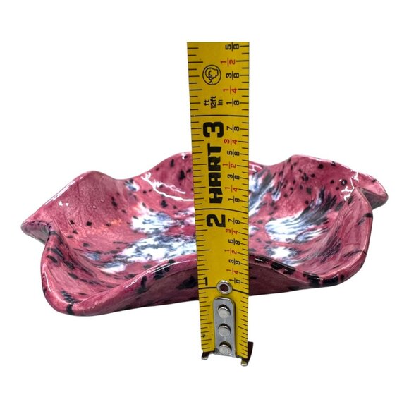 Vintage MCM Abstract Poodle Ruffle Trinket Ring Dish Pink Black Ceramic Boho 7" - Picture 5 of 6